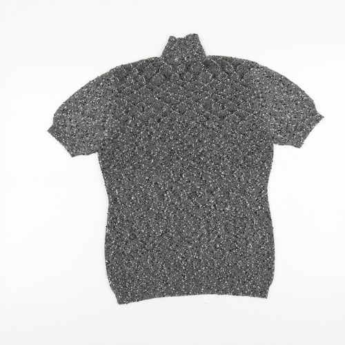 Planet Womens Grey Polyester Basic T-Shirt Size M High Neck