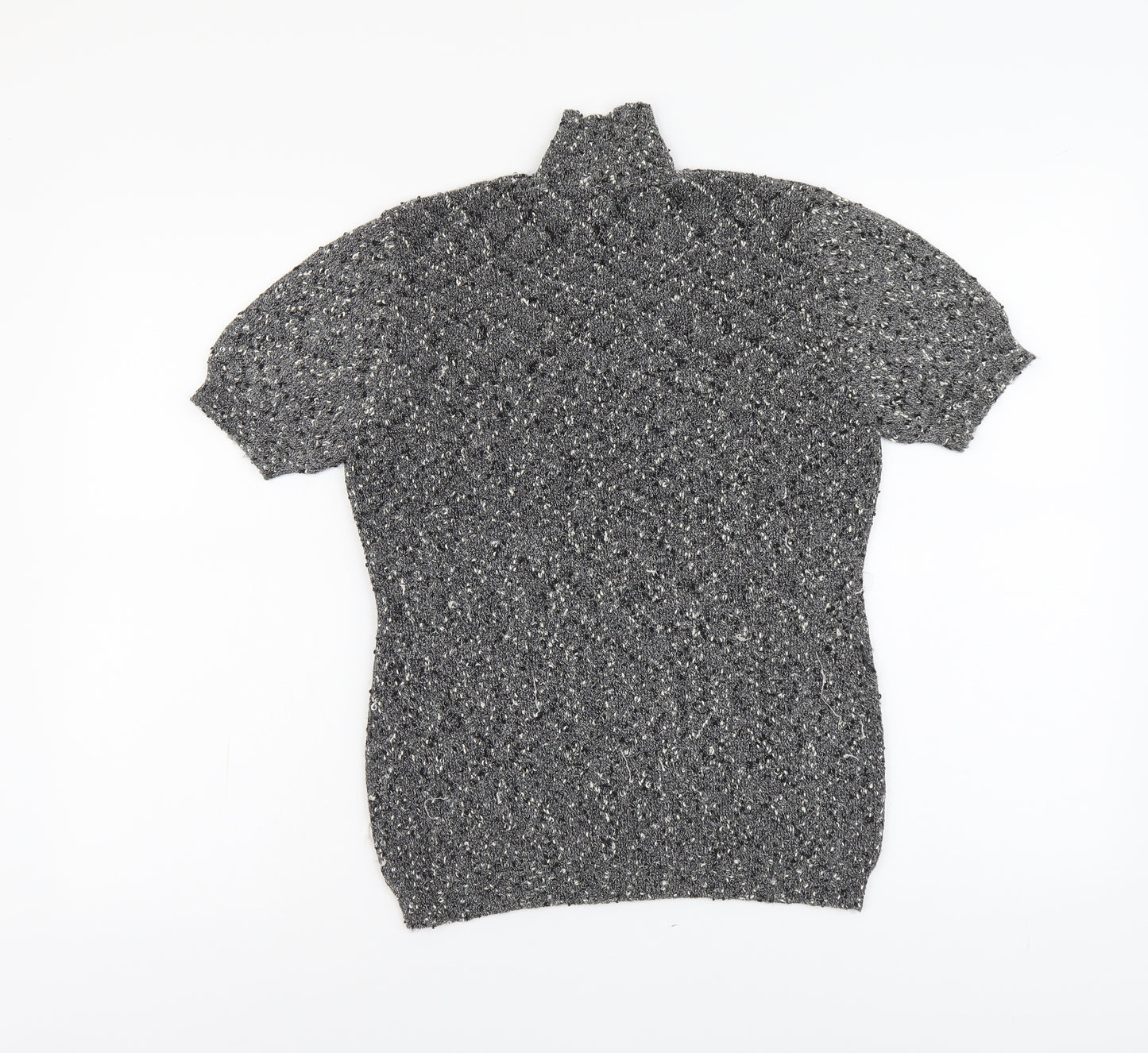 Planet Womens Grey Polyester Basic T-Shirt Size M High Neck