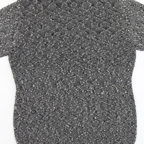 Planet Womens Grey Polyester Basic T-Shirt Size M High Neck