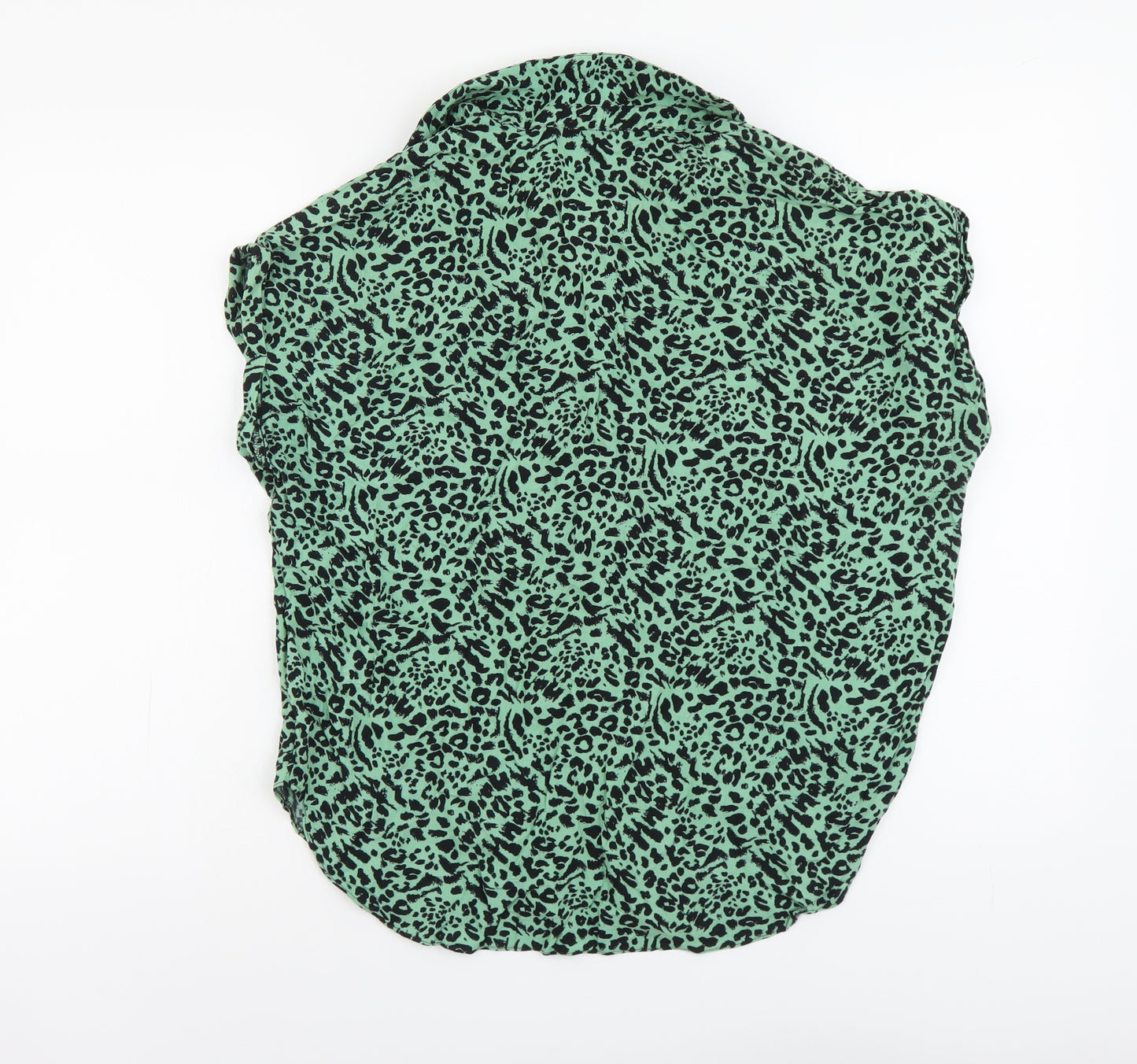 Papaya Womens Green Animal Print Viscose Basic Button-Up Size 12 Collared - Leopard Pattern