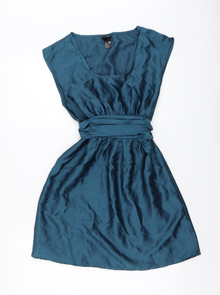 H&M Womens Blue Polyester Ball Gown Size 8 Scoop Neck Pullover