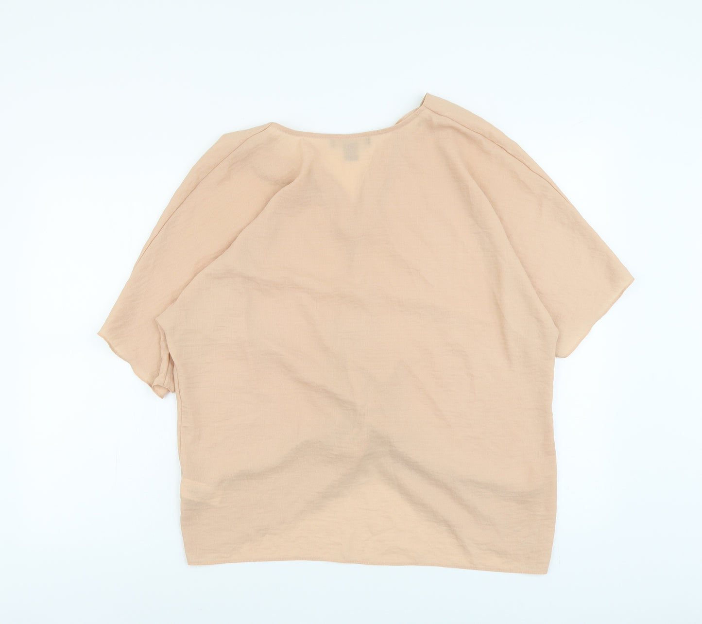 Primark Womens Pink Polyester Basic Blouse Size 14 V-Neck - Knot Front