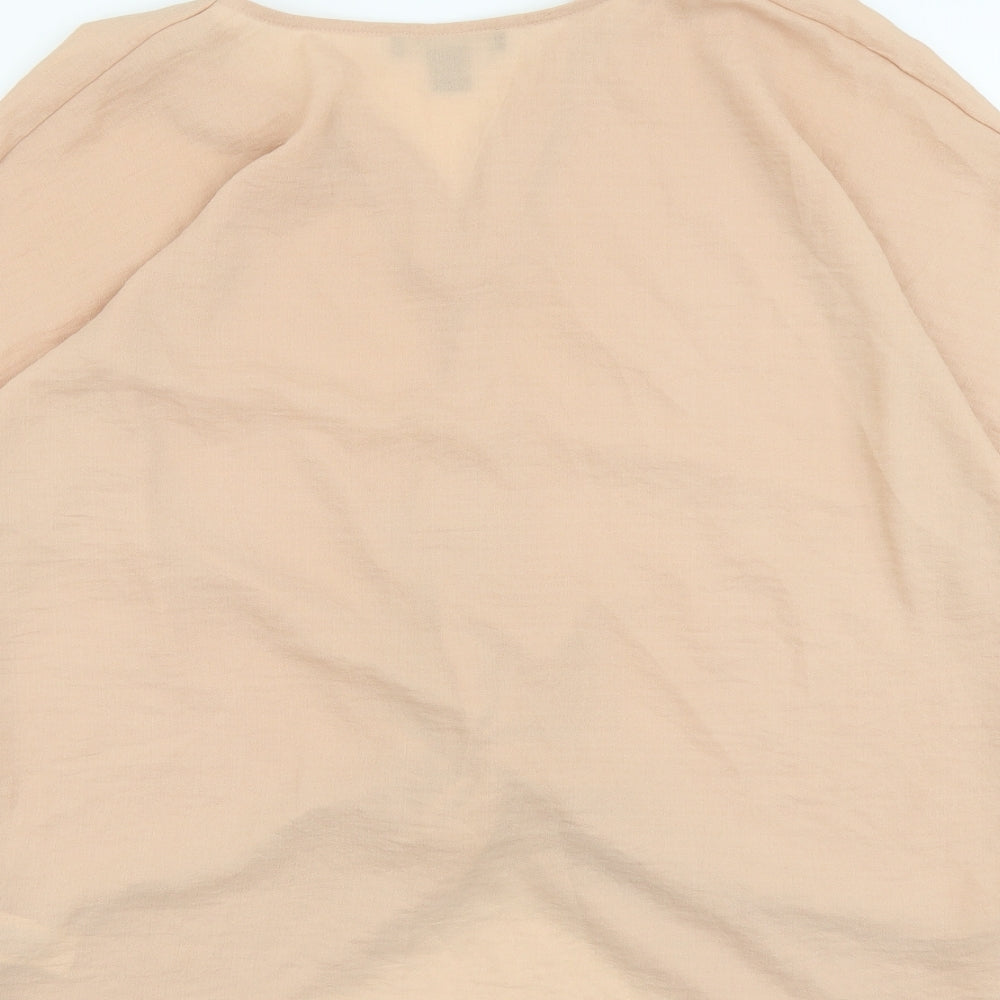 Primark Womens Pink Polyester Basic Blouse Size 14 V-Neck - Knot Front