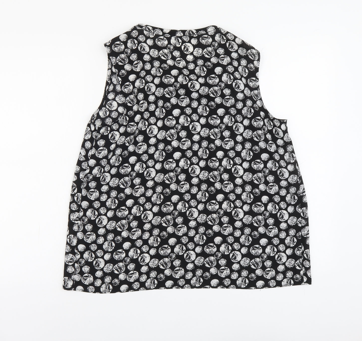 TU Womens Black Geometric Polyester Basic Tank Size 14 Round Neck