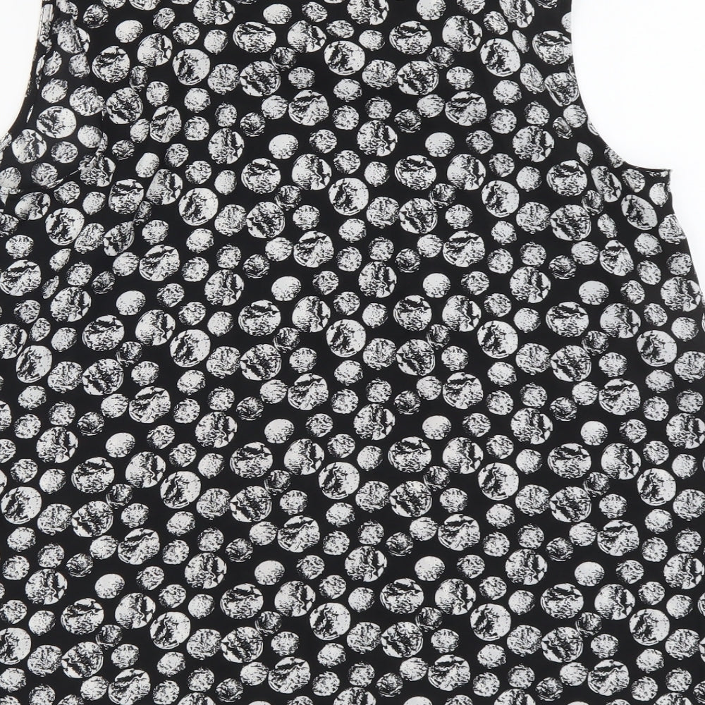 TU Womens Black Geometric Polyester Basic Tank Size 14 Round Neck