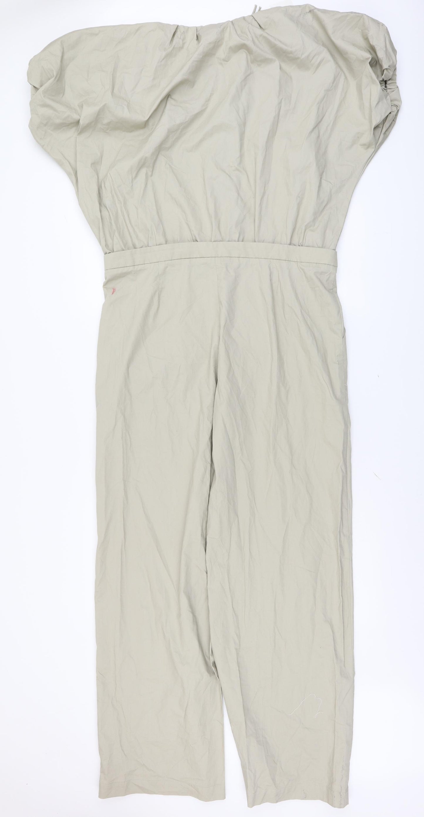 Zara Womens Beige Cotton Jumpsuit One-Piece Size L Zip