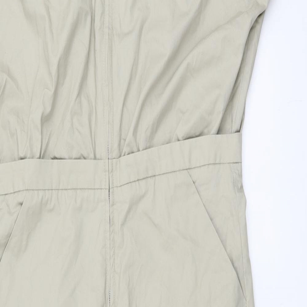 Zara Womens Beige Cotton Jumpsuit One-Piece Size L Zip