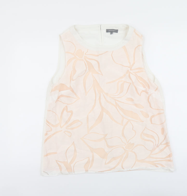 Principles Womens Pink Floral Polyester Basic Tank Size 16 Round Neck