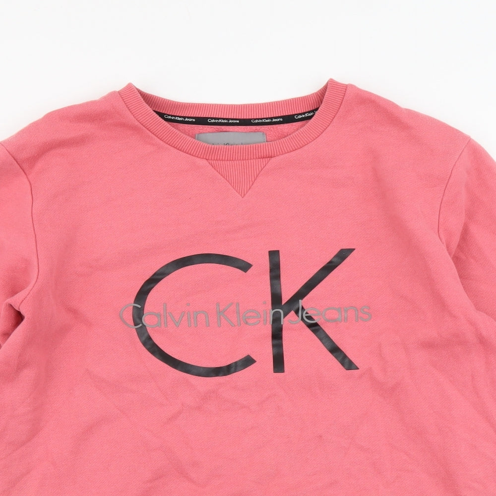 Calvin Klein Womens Pink Cotton Pullover Sweatshirt Size S Pullover
