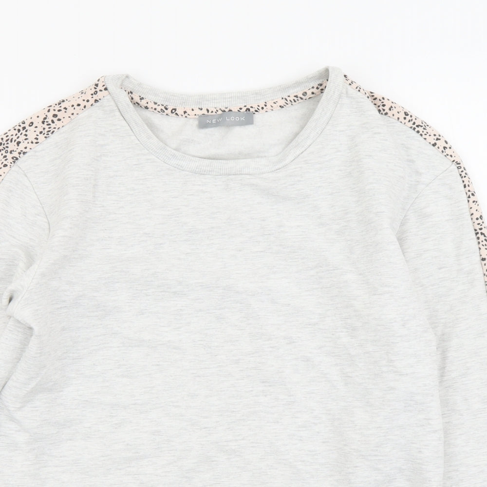 New Look Womens Grey Cotton Pullover Sweatshirt Size 8 Pullover