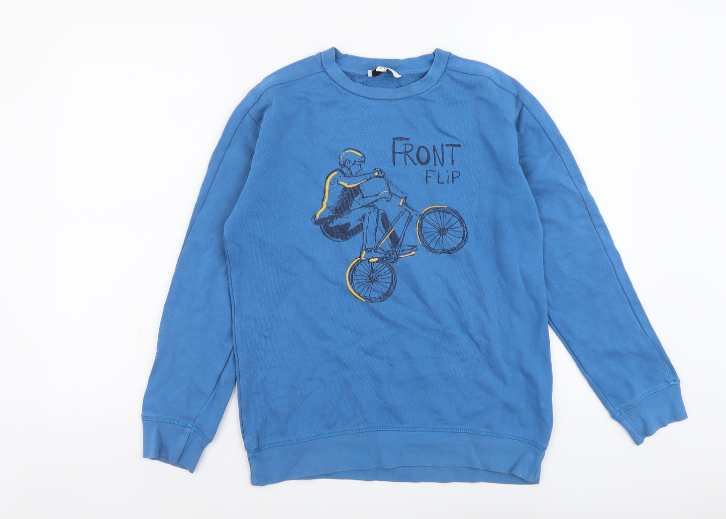 RR Boys Blue Cotton Pullover Sweatshirt Size 12 Years Pullover - Front Flip