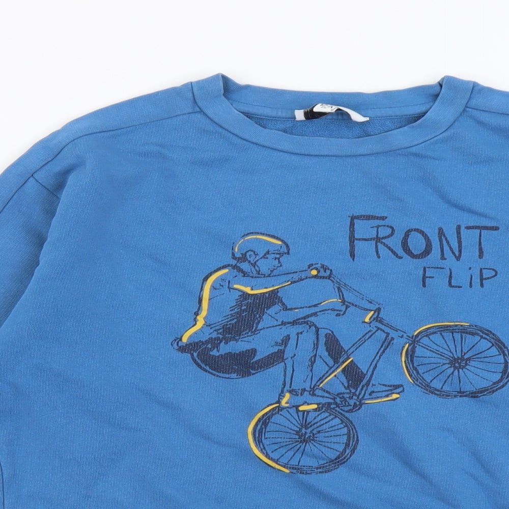 RR Boys Blue Cotton Pullover Sweatshirt Size 12 Years Pullover - Front Flip