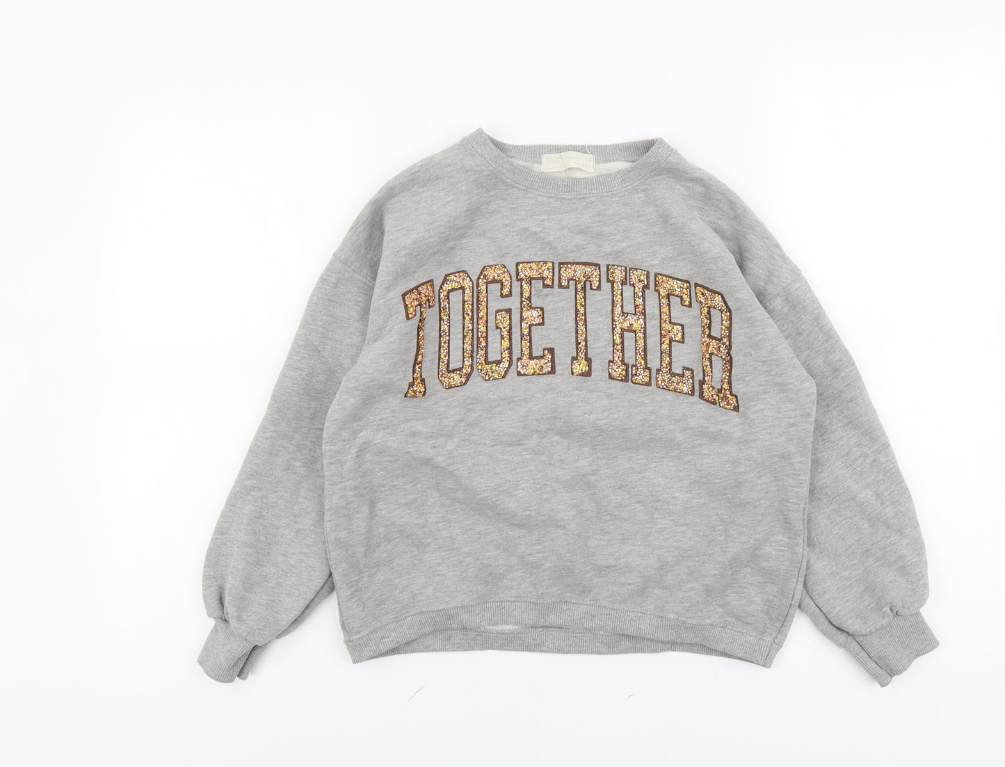 Zara Girls Grey Cotton Pullover Sweatshirt Size 9 Years Pullover - Together