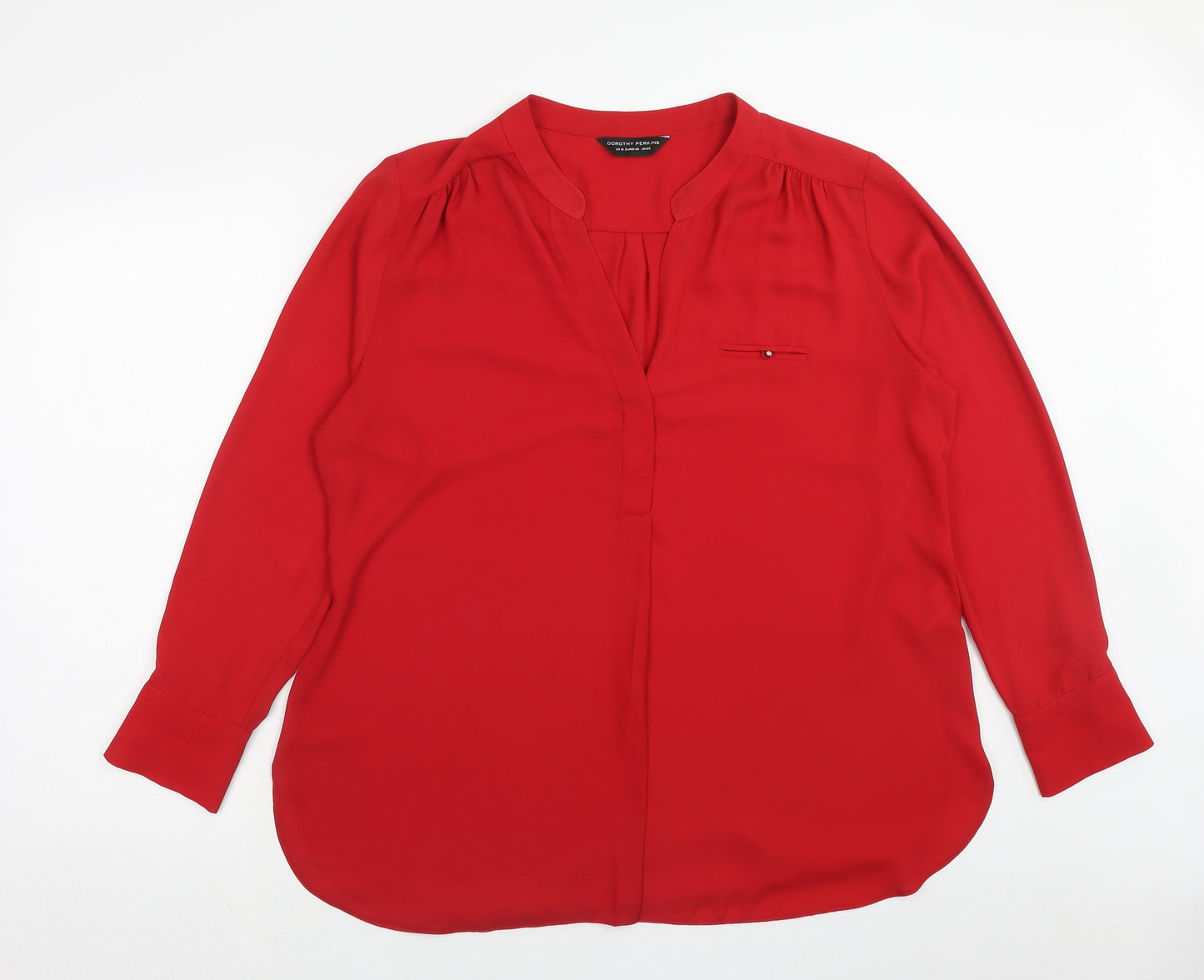 Dorothy Perkins Womens Red Polyester Basic Blouse Size 20 V-Neck