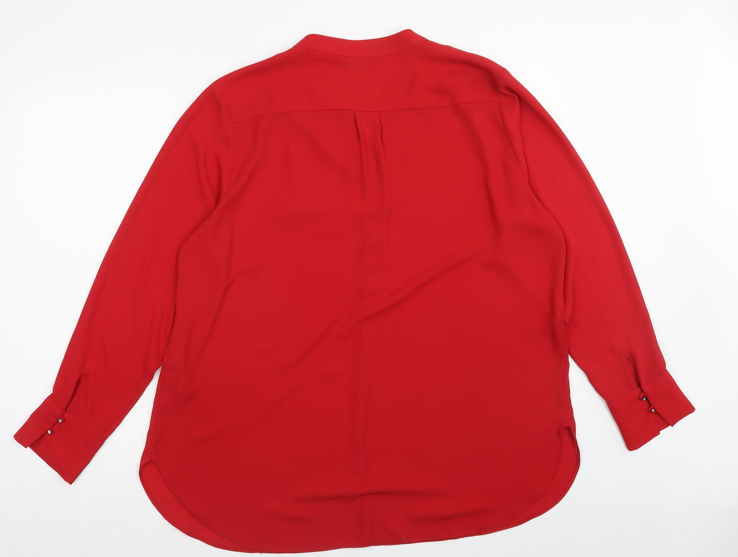Dorothy Perkins Womens Red Polyester Basic Blouse Size 20 V-Neck