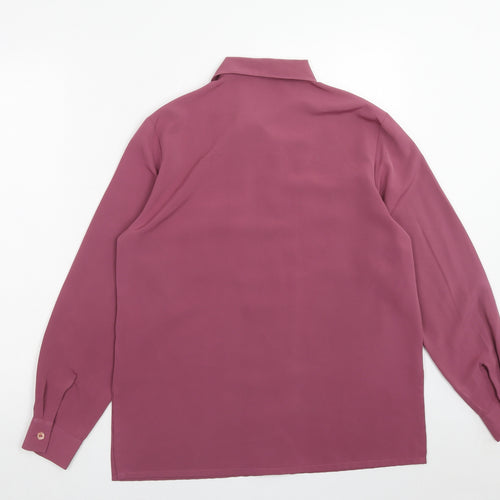 Berkertex Womens Purple Polyester Basic Button-Up Size 12 V-Neck