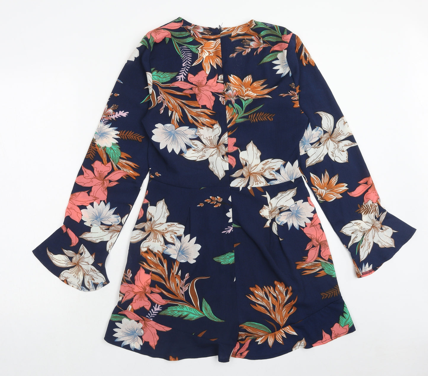 PARISIAN SIGNATURE Womens Blue Floral Polyester Playsuit One-Piece Size 12 Zip
