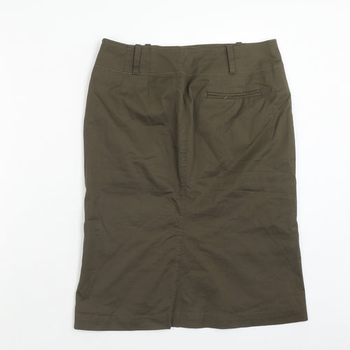Uniqlo Womens Green Cotton Straight & Pencil Skirt Size 10 Zip