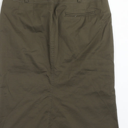 Uniqlo Womens Green Cotton Straight & Pencil Skirt Size 10 Zip