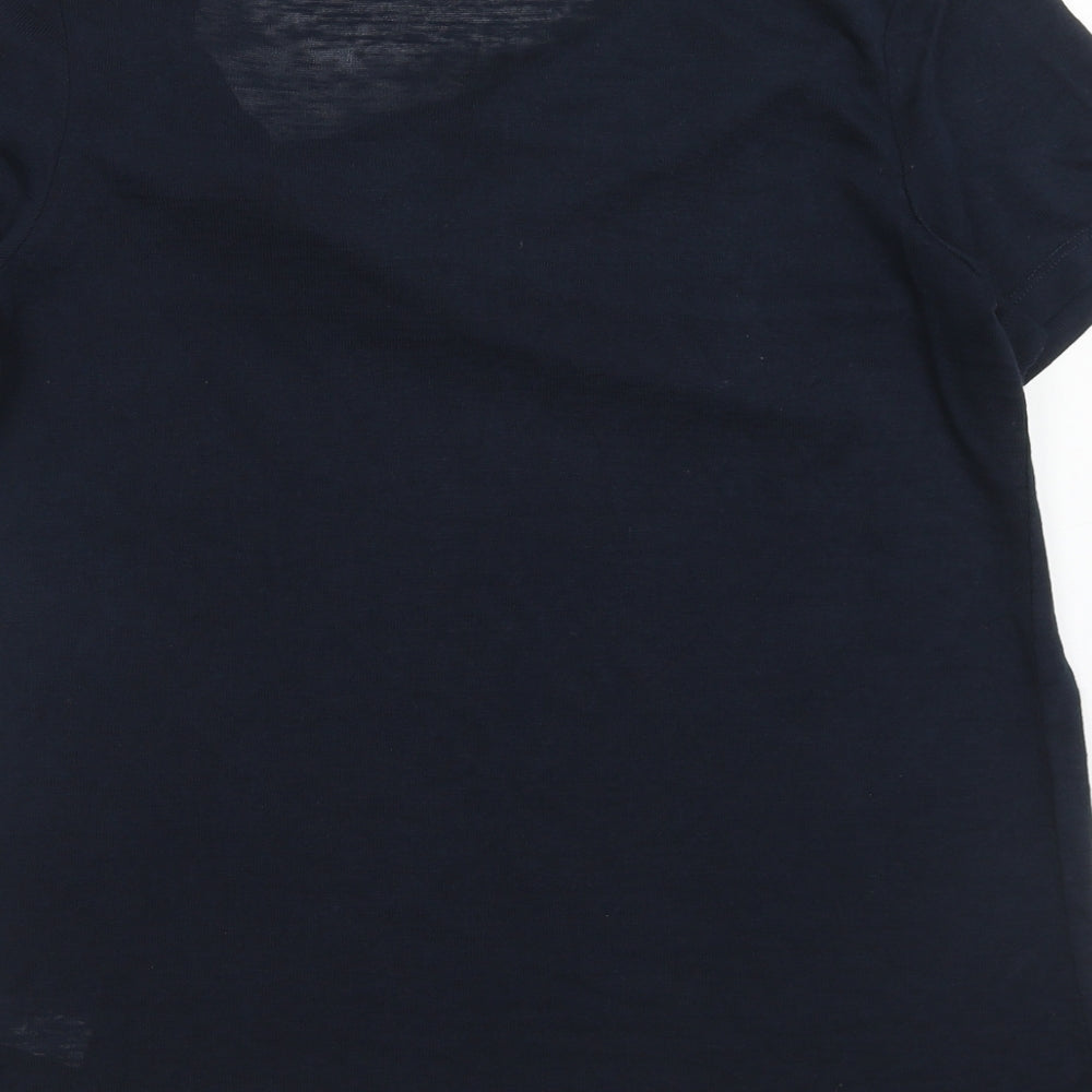 Gallery Womens Blue Viscose Basic T-Shirt Size 12 Cowl Neck