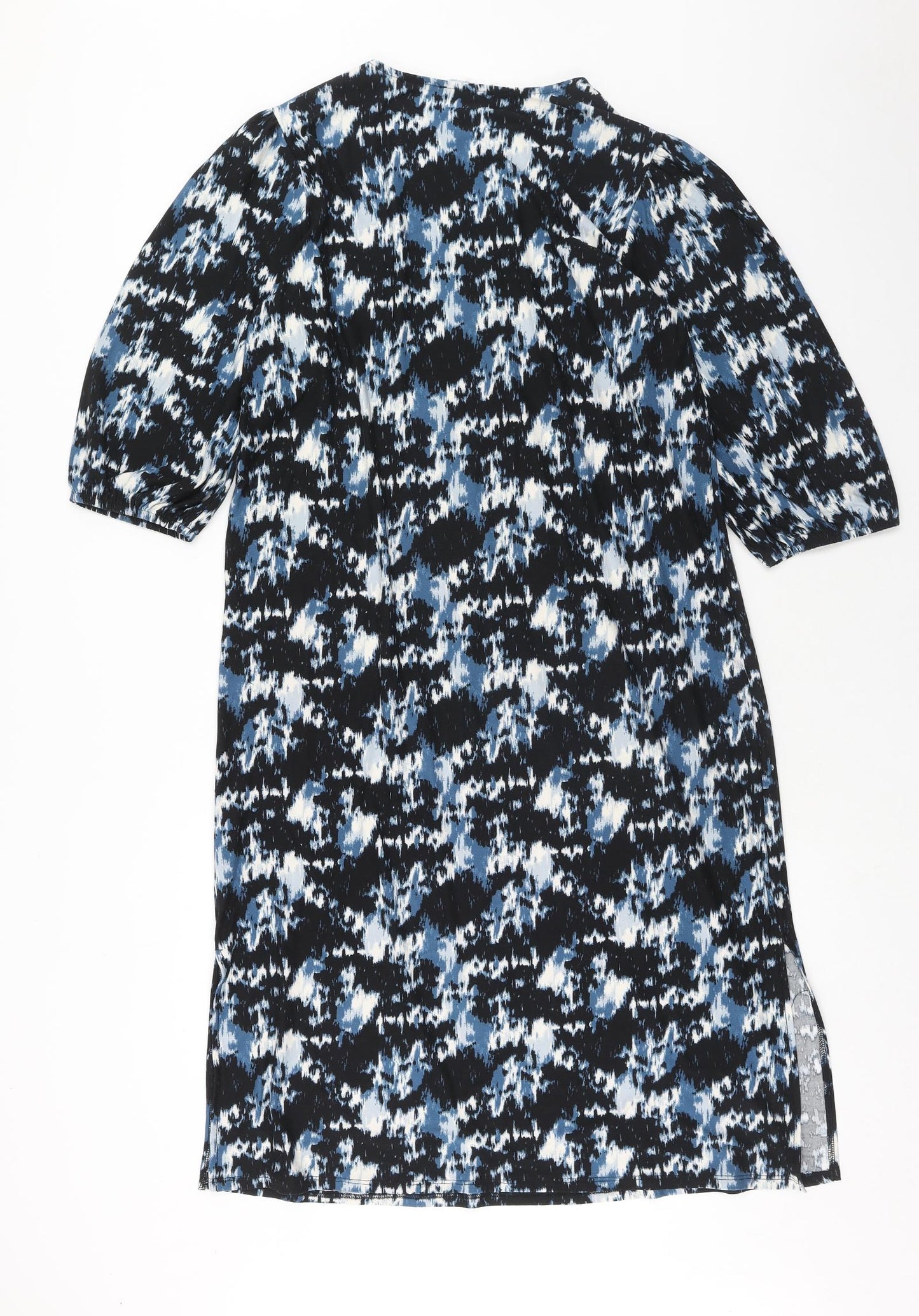 Primark Womens Blue Geometric Polyester Shift Size 12 Round Neck Pullover