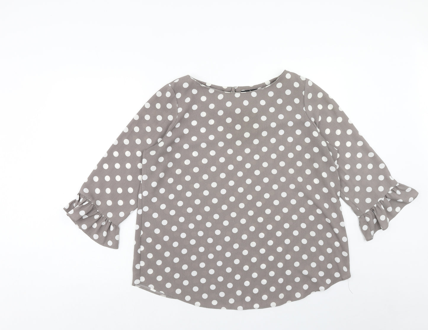 Walis Womens Grey Polka Dot Polyester Basic Blouse Size 18 Round Neck