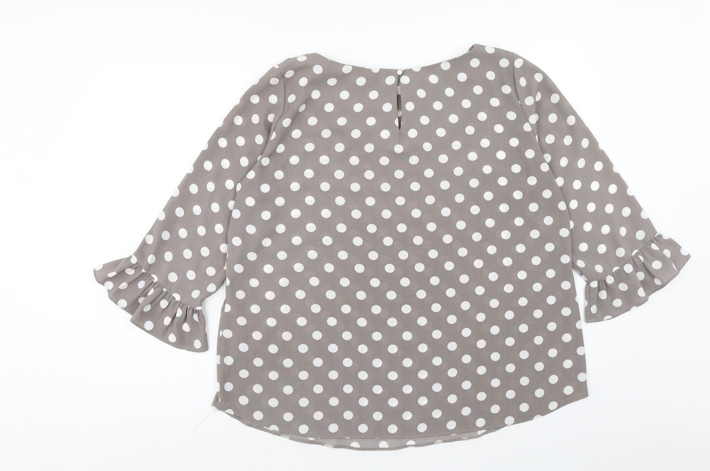 Walis Womens Grey Polka Dot Polyester Basic Blouse Size 18 Round Neck