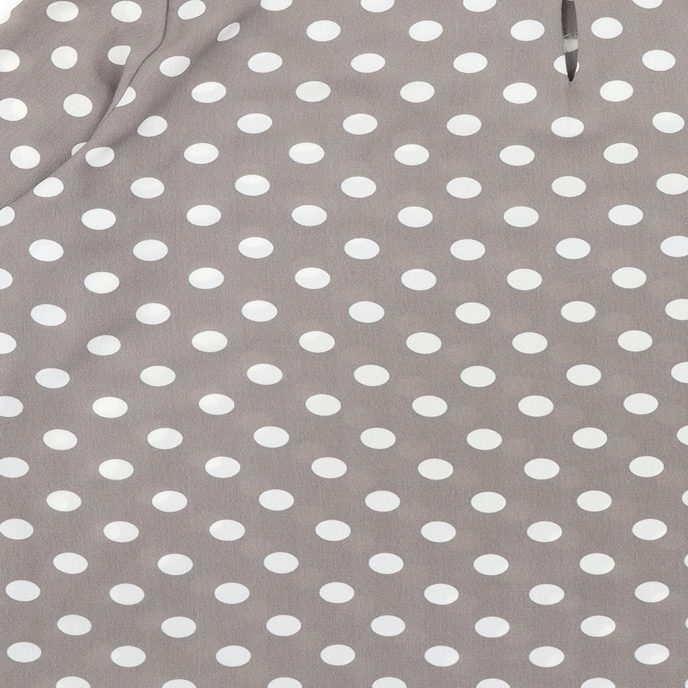 Walis Womens Grey Polka Dot Polyester Basic Blouse Size 18 Round Neck