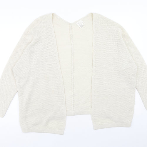 Andrea Jovine Womens Ivory V-Neck Viscose Cardigan Jumper Size S