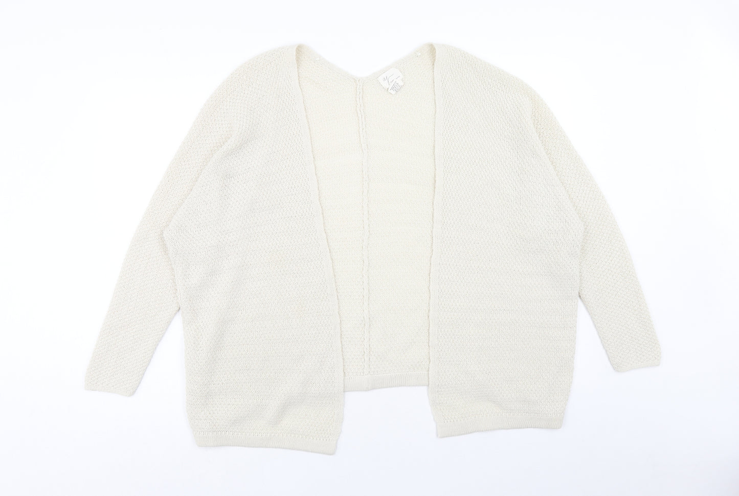 Andrea Jovine Womens Ivory V-Neck Viscose Cardigan Jumper Size S