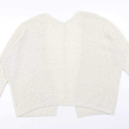Andrea Jovine Womens Ivory V-Neck Viscose Cardigan Jumper Size S