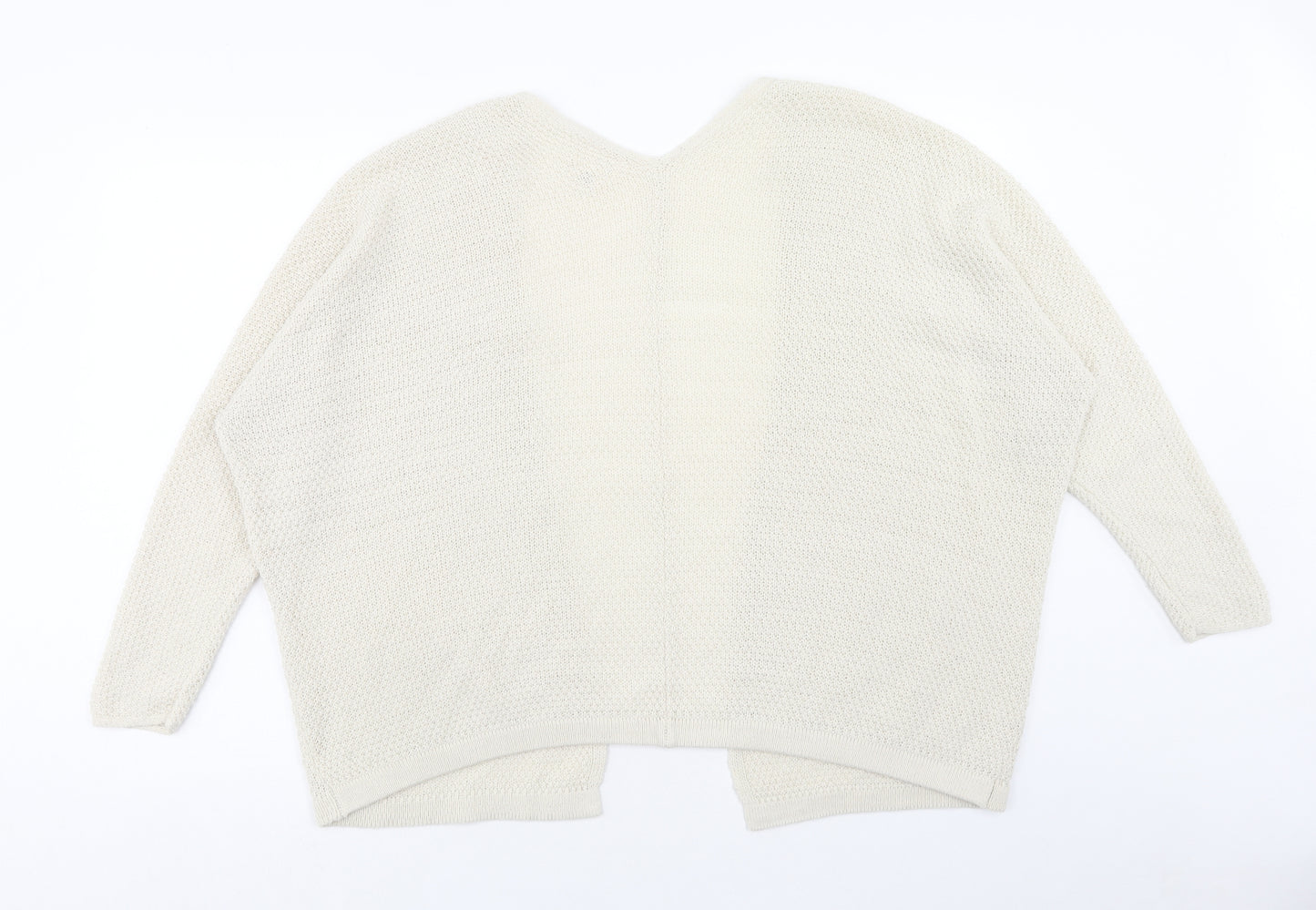 Andrea Jovine Womens Ivory V-Neck Viscose Cardigan Jumper Size S