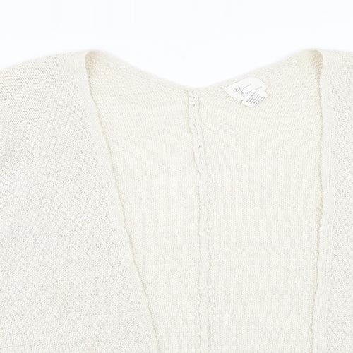 Andrea Jovine Womens Ivory V-Neck Viscose Cardigan Jumper Size S