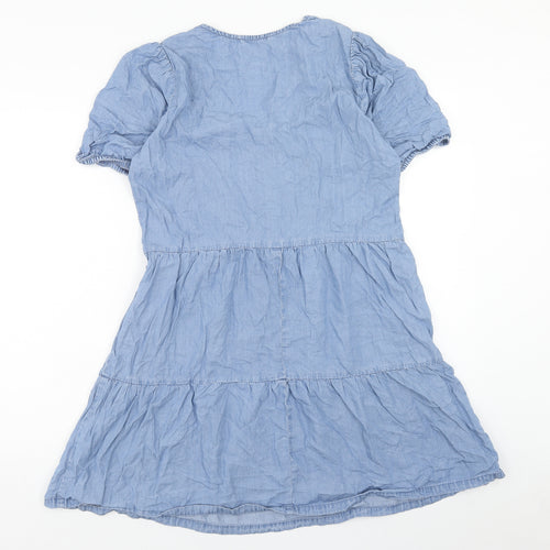 George Womens Blue Lyocell Fit & Flare Size 10 V-Neck Pullover