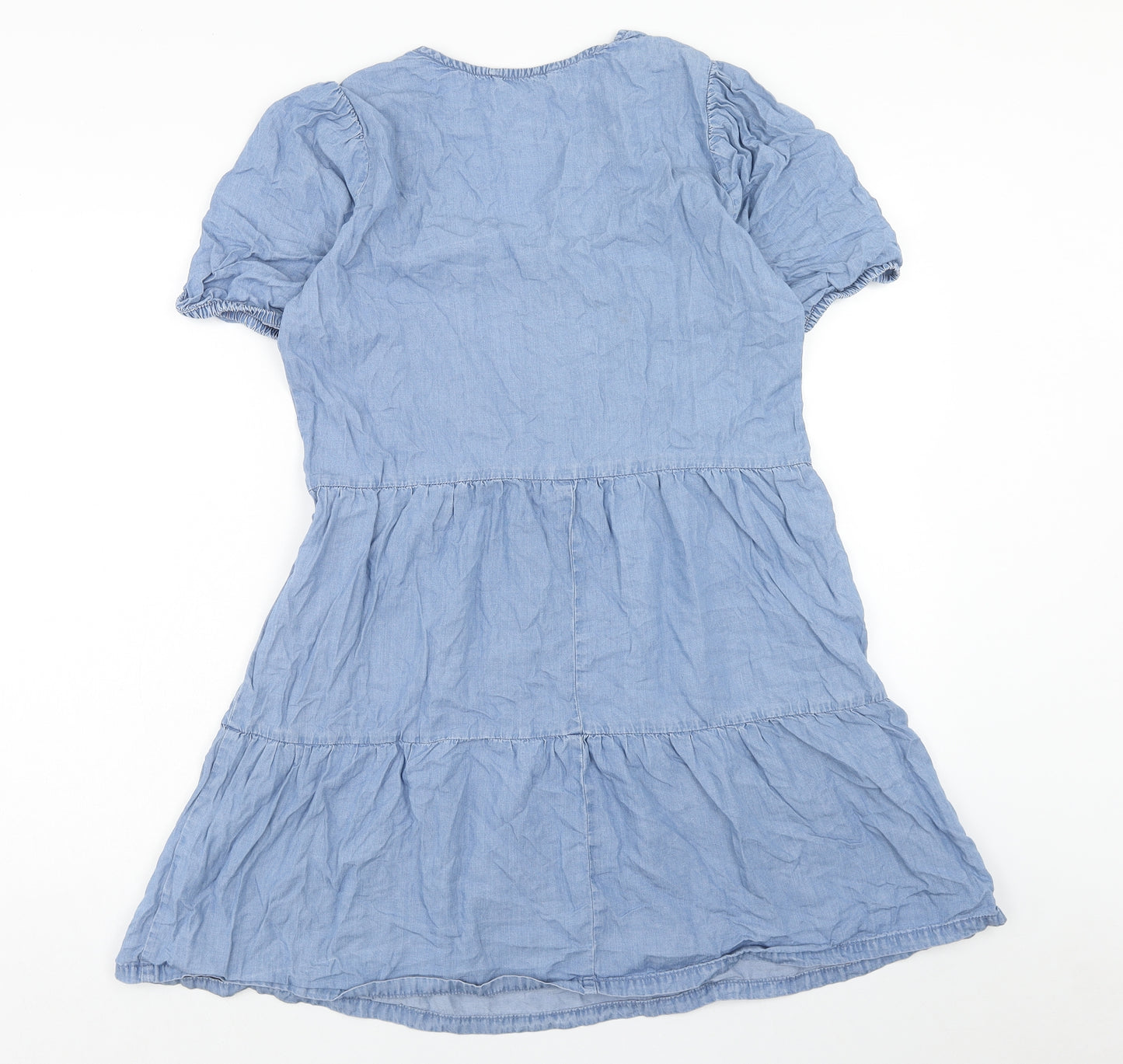 George Womens Blue Lyocell Fit & Flare Size 10 V-Neck Pullover