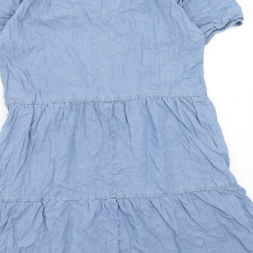 George Womens Blue Lyocell Fit & Flare Size 10 V-Neck Pullover