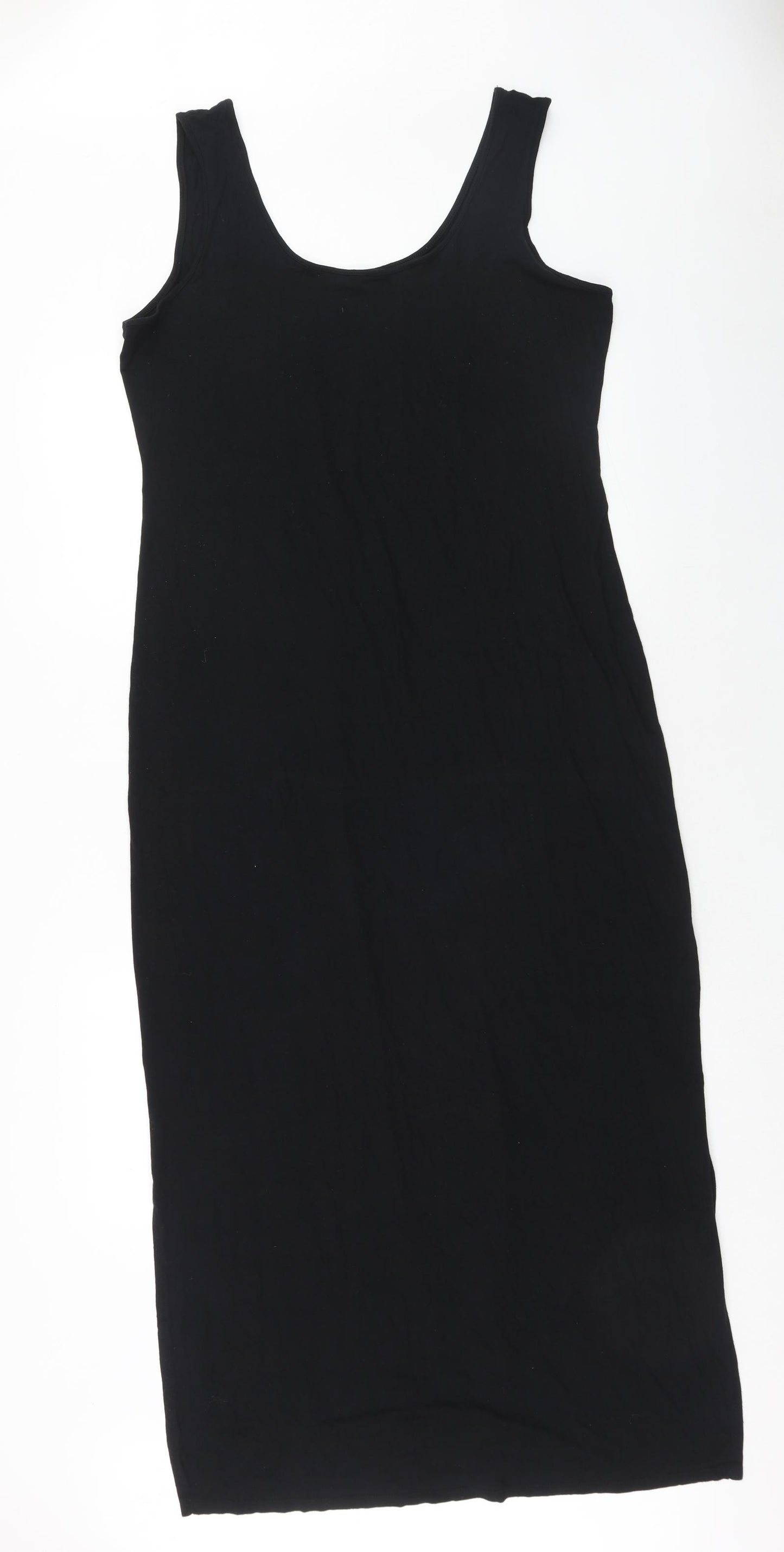 Marks and Spencer Womens Black Viscose Maxi Size 14 Scoop Neck Pullover