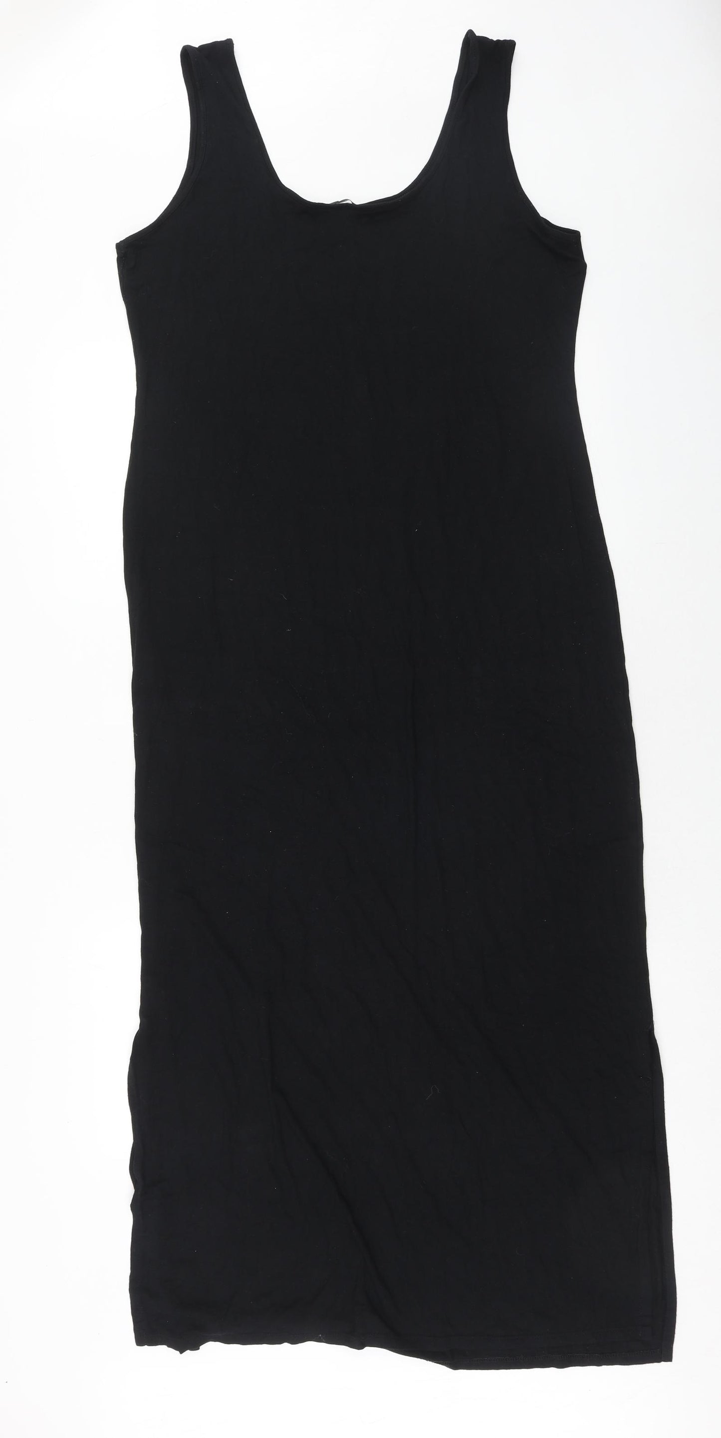 Marks and Spencer Womens Black Viscose Maxi Size 14 Scoop Neck Pullover