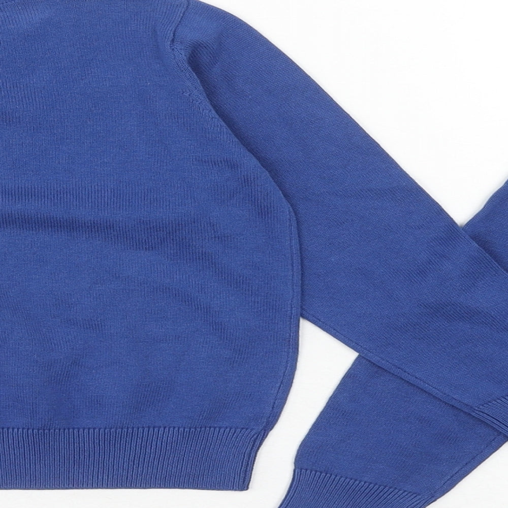 Marks and Spencer Boys Blue V-Neck Cotton Pullover Jumper Size 4-5 Years Pullover - School