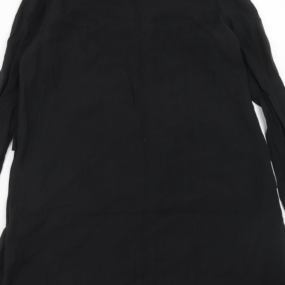 Zara Womens Black Cotton Shirt Dress Size S Collared Button