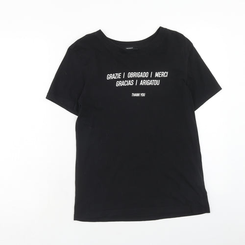 FOREVER 21 Womens Black Cotton Basic T-Shirt Size M Round Neck