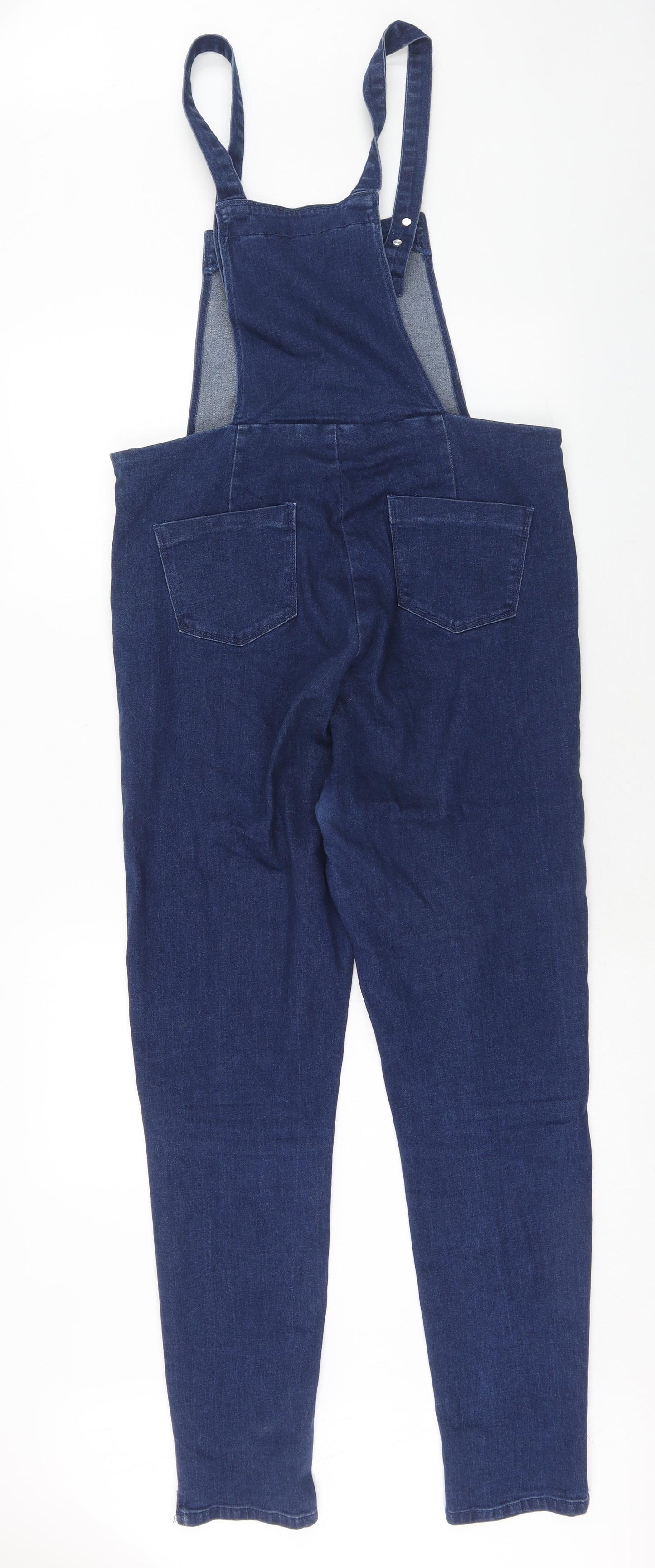 Boohoo Womens Blue Cotton Dungaree One-Piece Size 12 Button