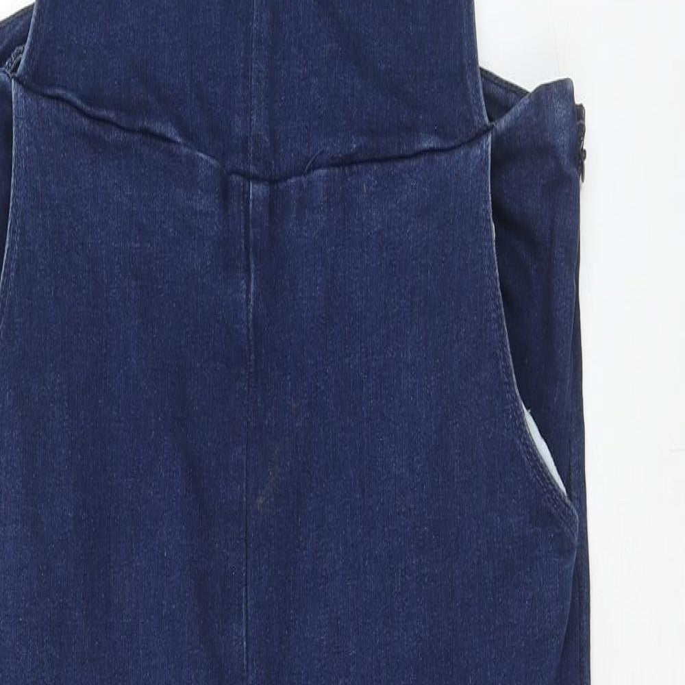 Boohoo Womens Blue Cotton Dungaree One-Piece Size 12 Button