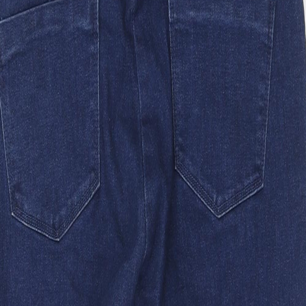 Boohoo Womens Blue Cotton Dungaree One-Piece Size 12 Button