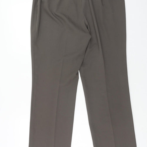 Preworn Womens Brown Polyester Trousers Size 16 Regular Zip