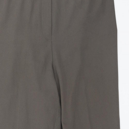 Preworn Womens Brown Polyester Trousers Size 16 Regular Zip