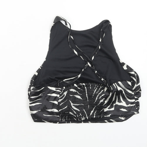 Zara Womens Black Animal Print Viscose Basic Tank Size M Round Neck - Zebra Print