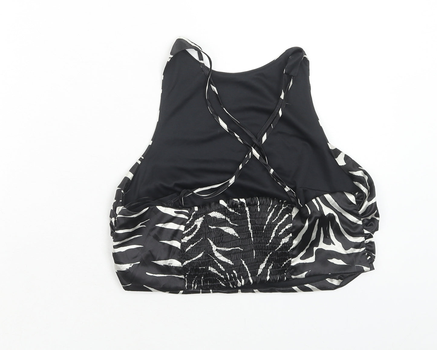 Zara Womens Black Animal Print Viscose Basic Tank Size M Round Neck - Zebra Print