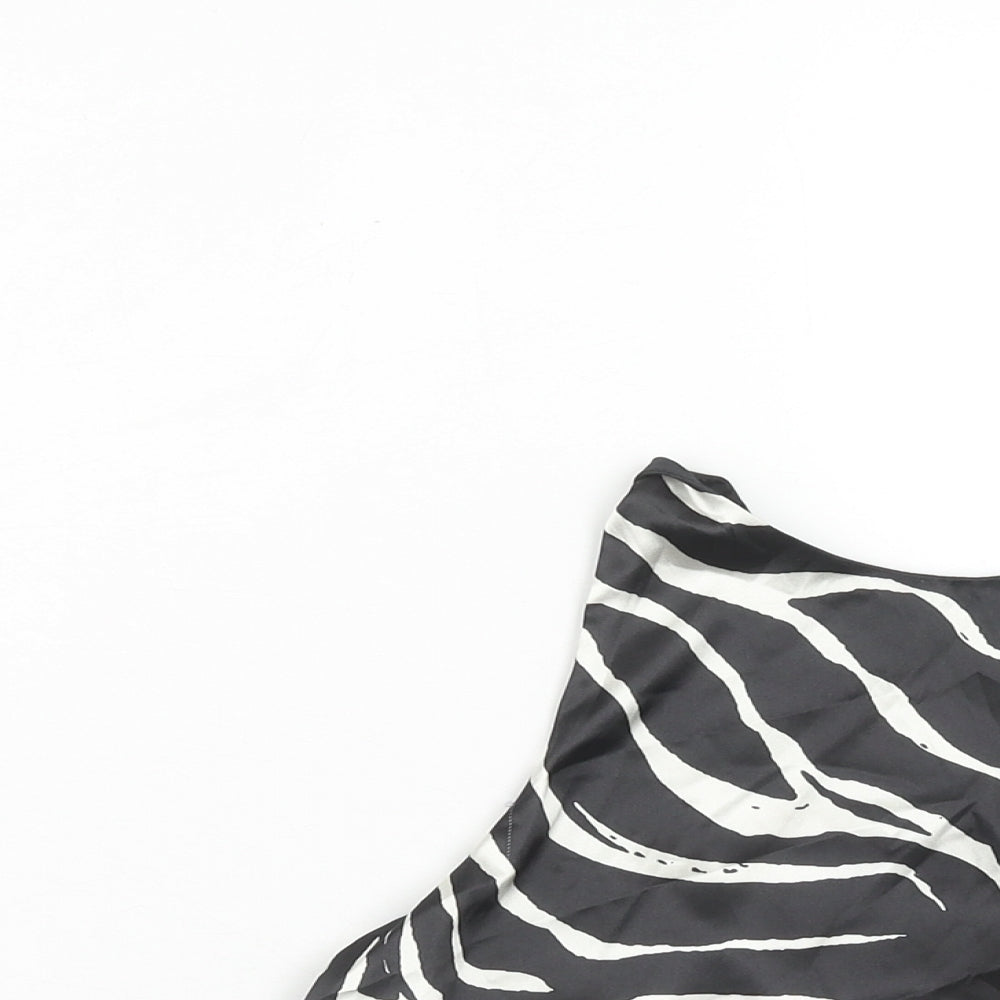 Zara Womens Black Animal Print Viscose Basic Tank Size M Round Neck - Zebra Print