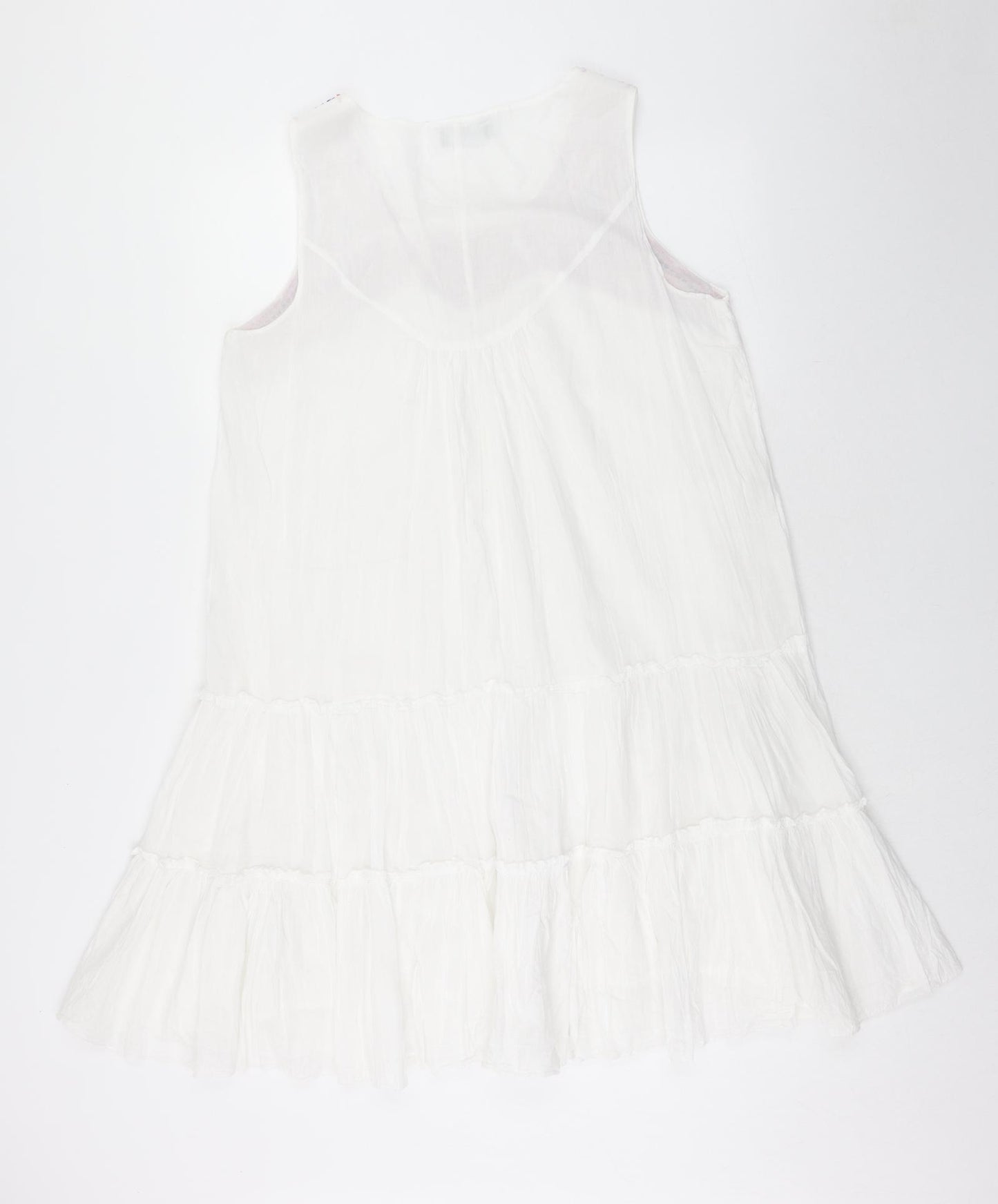 Klass Womens White Geometric Cotton Trapeze & Swing Size 14 Round Neck Pullover